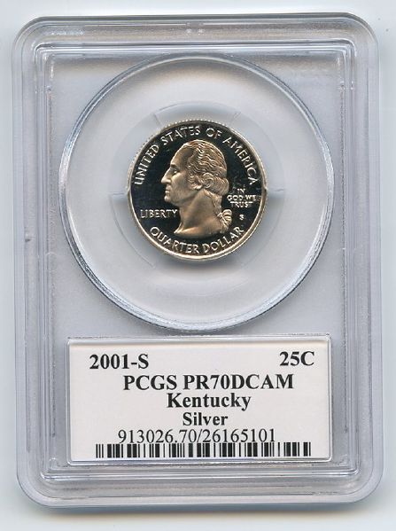 2001 S 25C Silver Kentucky Quarter PCGS PR70DCAM