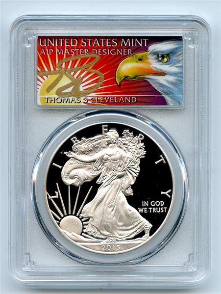 2015 W $1 Proof American Silver Eagle 1oz PCGS PR70DCAM Thomas Cleveland Eagle