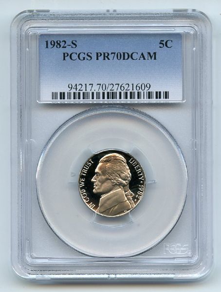 1982 S 5C Jefferson Nickel Proof PCGS PR70DCAM