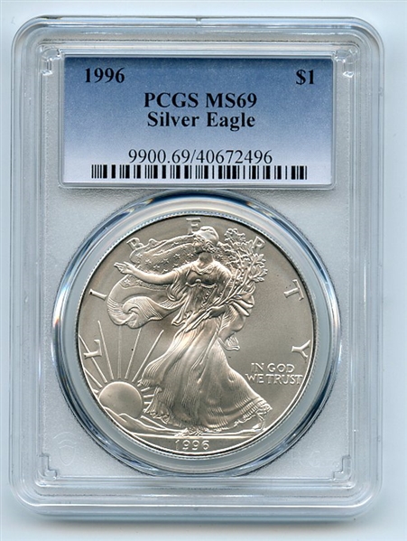 1996 $1 American Silver Eagle 1oz Dollar PCGS MS69