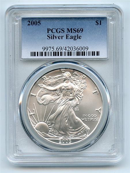 2005 $1 American Silver Eagle 1oz Dollar PCGS MS69