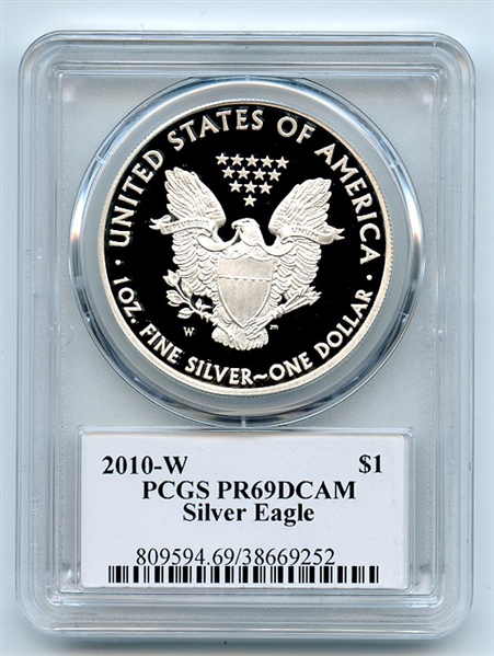 2010 W $1 Proof American Silver Eagle 1oz PCGS PR69DCAM Thomas Cleveland Eagle