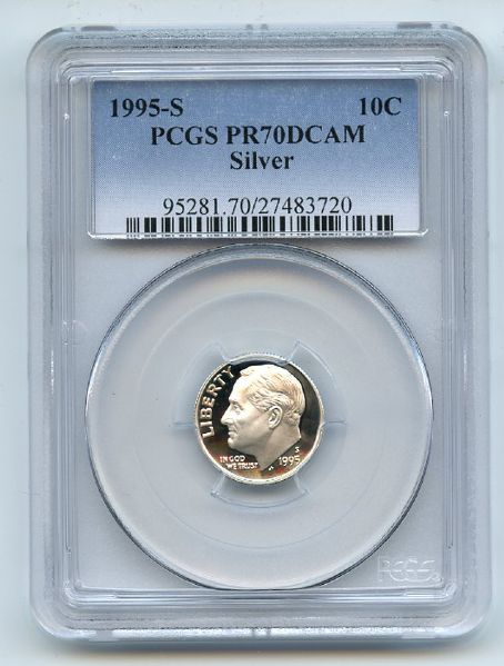 1995 S 10C Silver Roosevelt Dime Proof PCGS PR70DCAM