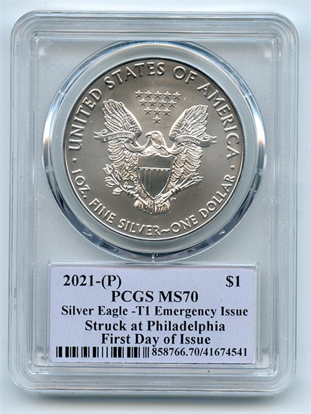 2021 (P) $1 Emergency Issue American Silver Eagle PCGS MS70 FDI Cleveland Native