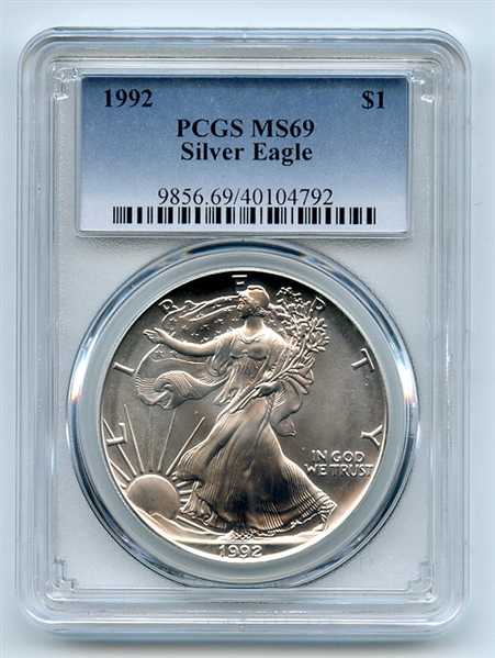 1992 $1 American Silver Eagle 1oz Dollar PCGS MS69