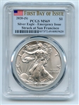 2020 (S) $1 Silver Eagle 1oz Dollar Emergency Issue PCGS MS69 First Day of Issue
