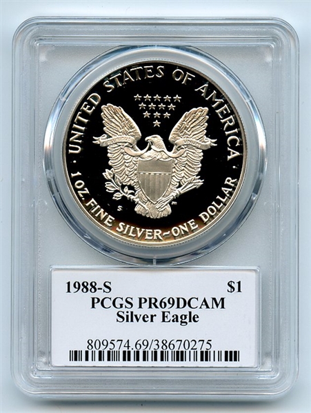 1988 S $1 Proof American Silver Eagle 1oz PCGS PR69DCAM Thomas Cleveland Eagle