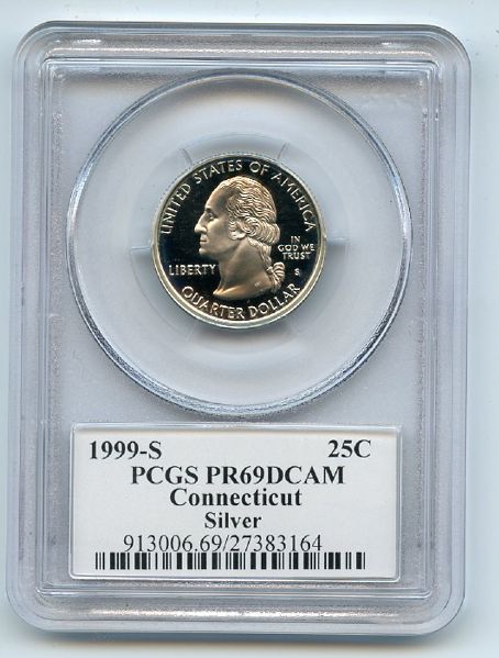 1999 S 25C Silver Connecticut Quarter PCGS PR69DCAM