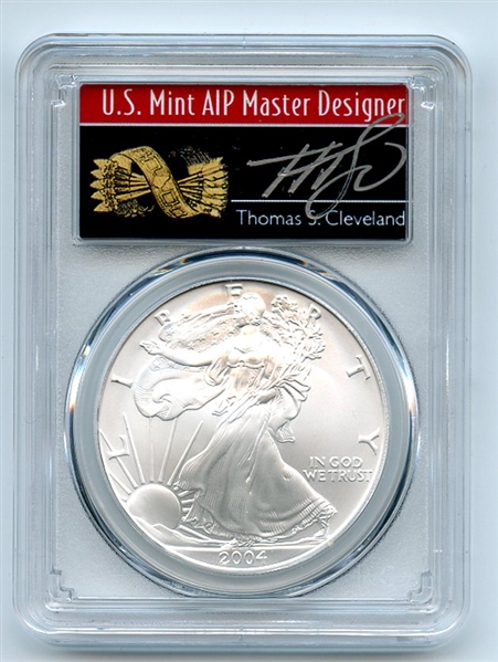 2004 $1 American Silver Eagle Dollar 1oz PCGS MS70 Thomas Cleveland Arrows