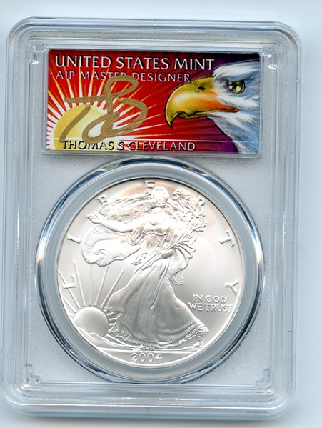 2004 $1 American Silver Eagle Dollar 1oz PCGS MS70 Thomas Cleveland Eagle