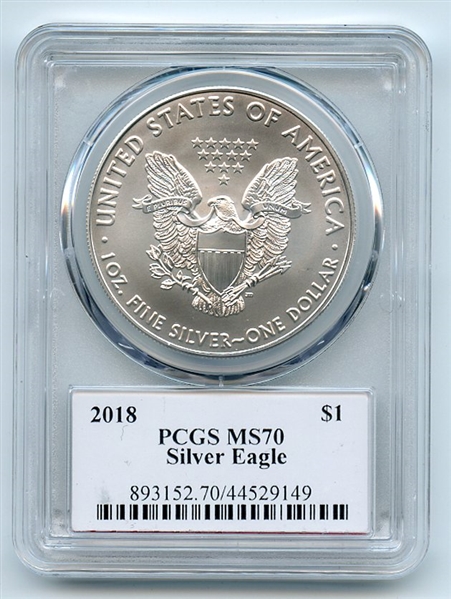 2018 $1 American Silver Eagle 1oz PCGS MS70 Thomas Cleveland Arrows