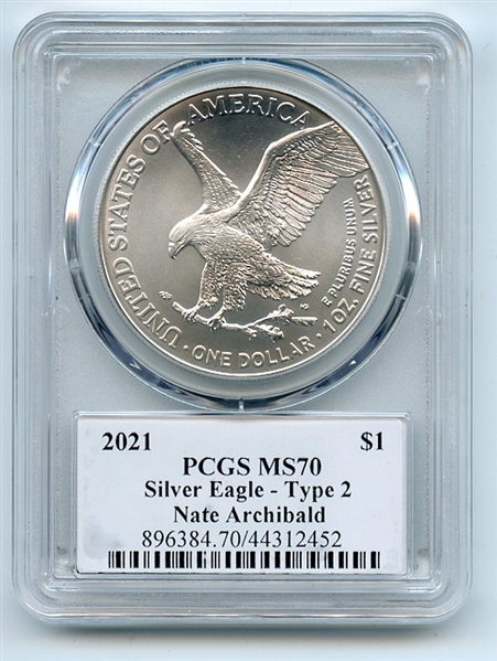 2021 $1 American Silver Eagle Typ 2 PCGS PSA MS70 Legends of Life Nate Archibald