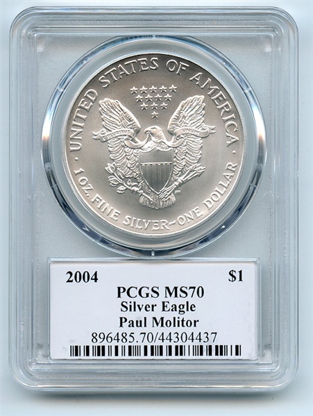 2004 $1 American Silver Eagle PCGS PSA MS70 Legends of Life Paul Molitor