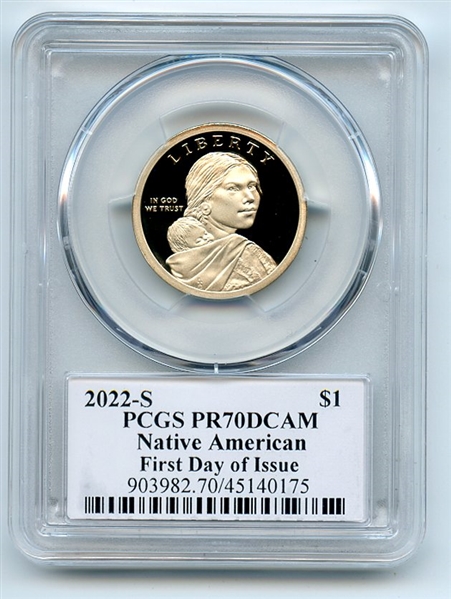 2022 S $1 Sacagawea Dollar PCGS PR70DCAM FDOI Thomas Cleveland Eagle