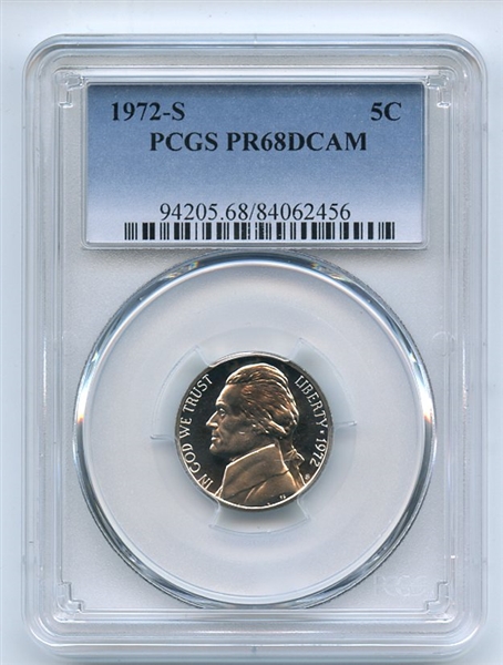 1972 S 5C Jefferson Nickel PCGS PR68DCAM