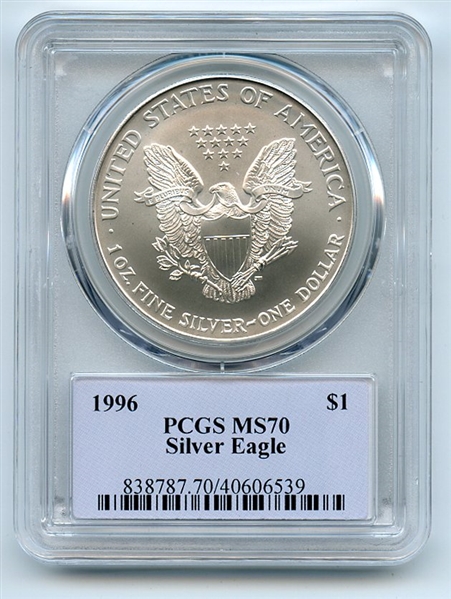 1996 $1 American Silver Eagle Dollar 1oz PCGS MS70 Thomas Cleveland Native