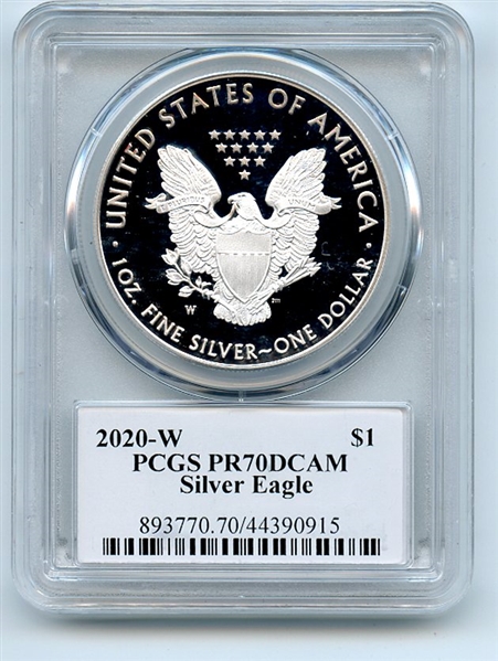 2020 W $1 Proof American Silver Eagle 1oz PCGS PR70DCAM Leonard Buckley