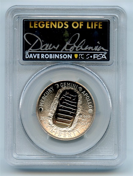 2019 S 50C Apollo 11 Commemorative PCGS PR70DCAM Legends of Life Dave Robinson