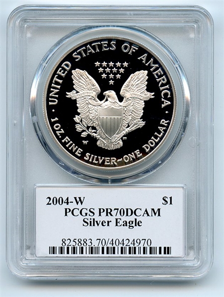 2004 W $1 Proof American Silver Eagle 1oz PCGS PR70DCAM Thomas Cleveland Arrows