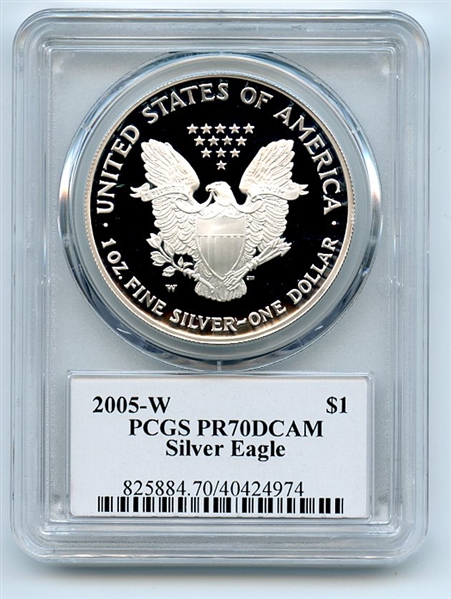 2005 W $1 Proof American Silver Eagle 1oz PCGS PR70DCAM Thomas Cleveland Arrows