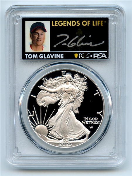 2023 W $1 Proof Silver Eagle PCGS PR70DCAM FS Legends of Life Tom Glavine