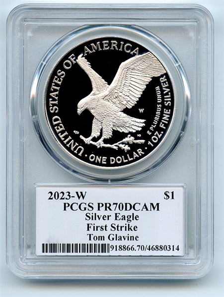 2023 W $1 Proof Silver Eagle PCGS PR70DCAM FS Legends of Life Tom Glavine