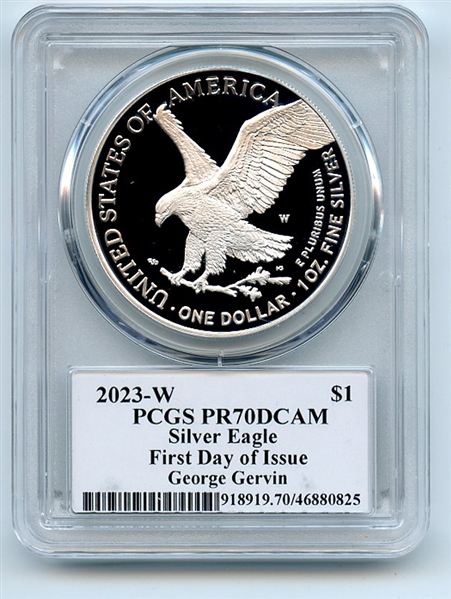 2023 W $1 Proof Silver Eagle PCGS PR70DCAM FDOI Legends of Life George Gervin