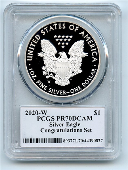 2020 W $1 American Silver Eagle Congratulations PCGS PR70DCAM Cleveland Eagle