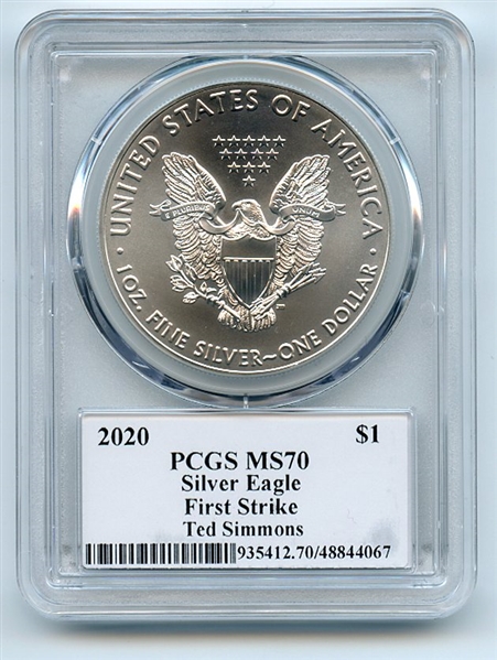 2020 $1 American Silver Eagle 1oz PCGS MS70 FS Legends of Life Ted Simmons