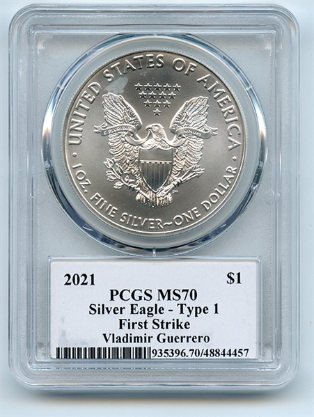 2021 $1 T1 American Silver Eagle 1oz PCGS MS70 FS Legends of Life Vlad Guerrero