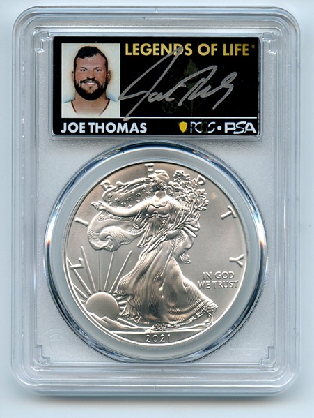 2021 $1 T1 American Silver Eagle 1oz PCGS MS70 FS Legends of Life Joe Thomas