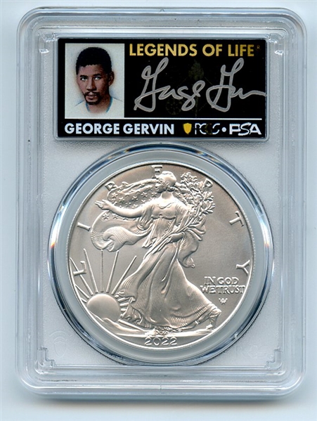 2022 $1 American Silver Eagle 1oz PCGS MS70 FDOI Legends of Life George Gervin