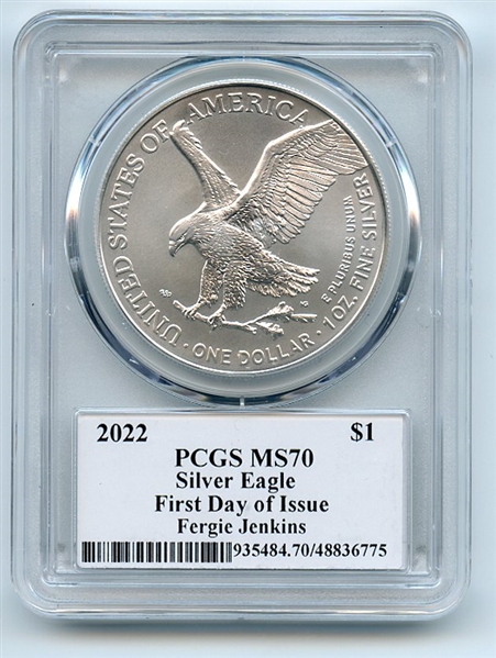 2022 $1 American Silver Eagle 1oz PCGS MS70 FDOI Legends of Life Fergie Jenkins