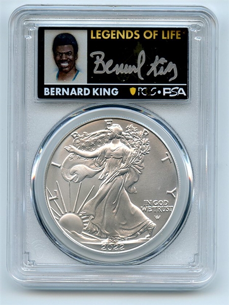 2022 $1 American Silver Eagle 1oz PCGS MS70 FDOI Legends of Life Bernard King