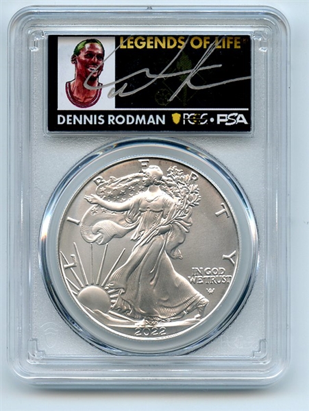 2022 $1 American Silver Eagle 1oz PCGS MS70 FDOI Legends of Life Dennis Rodman