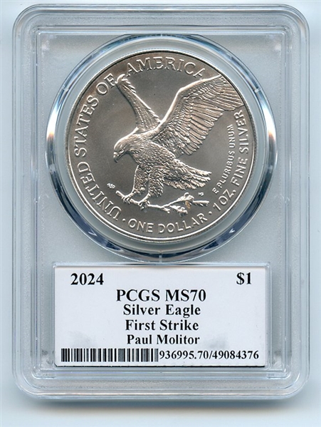2024 $1 American Silver Eagle 1oz PCGS MS70 FS Legends of Life Paul Molitor