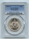 1982 D 50C George Washington Commemorative PCGS MS69