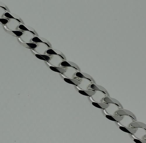 .925 Sterling Silver 6 Sided Curb 8.3mm Chain 24 Italy