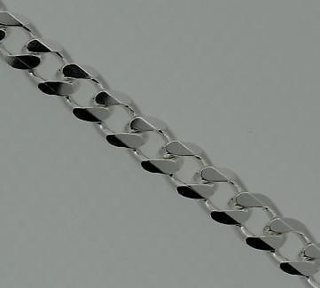 .925 Sterling Silver 6 Sided Curb 6.9mm Chain 20 Italy