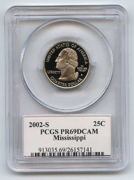 2002 S 25C Clad Mississippi Quarter PCGS PR69DCAM