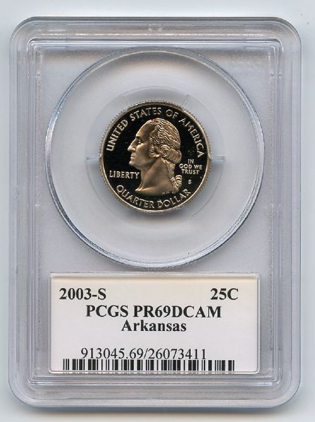 2003 S 25C Clad Arkansas Quarter PCGS PR69DCAM