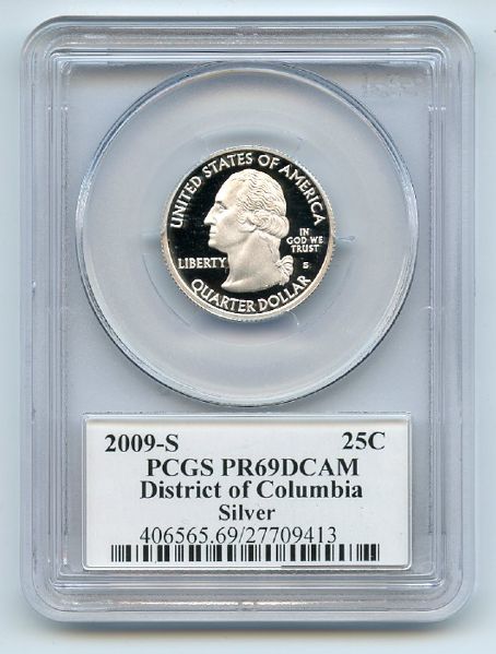 2009 S 25C Silver Washington DC Quarter PCGS PR69DCAM