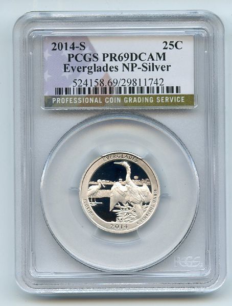 2014 S 25C Silver Everglades Quarter PCGS PR69DCAM