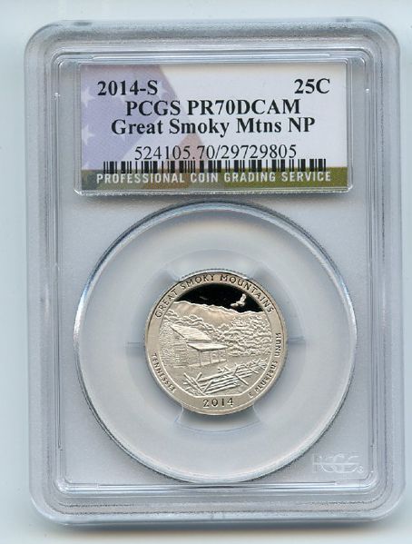 2014 S 25C Clad Great Smoky Mountains Quarter PCGS PR70DCAM