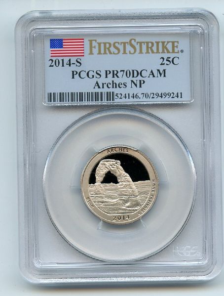 2014 S 25C Clad Arches Quarter PCGS PR70DCAM First Strike