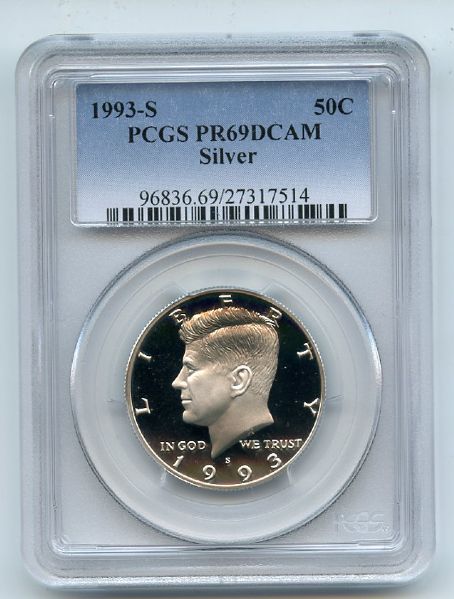 1993 S 50C Silver Kennedy Half Dollar Proof PCGS PR69DCAM