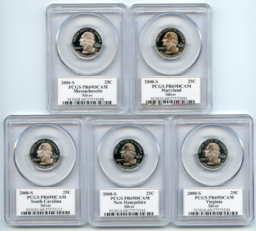 2000 S Silver State Quarter Set PCGS PR69DCAM