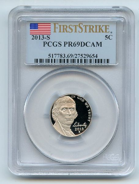2013 S 5C Jefferson Nickel PCGS PR69DCAM First Strike