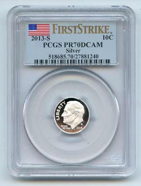 2013 S 10C Silver Roosevelt Dime PCGS PR70DCAM First Strike