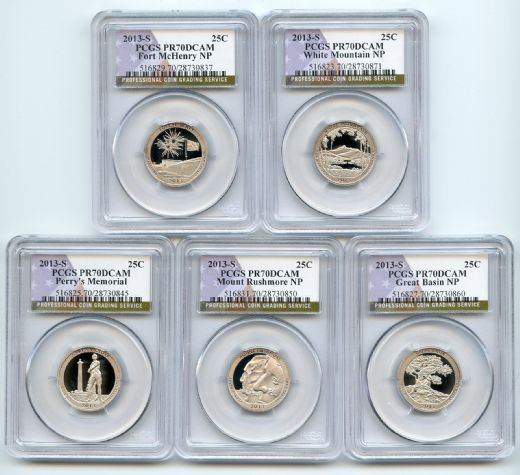 2013 S Clad National Parks Quarter Set PCGS PR70DCAM